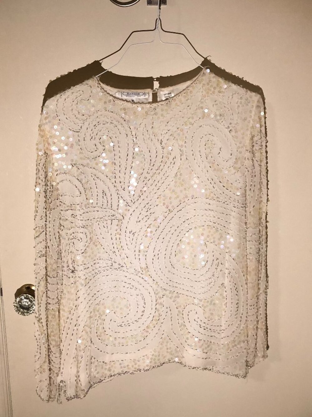 Marquis White Beaded Blouse